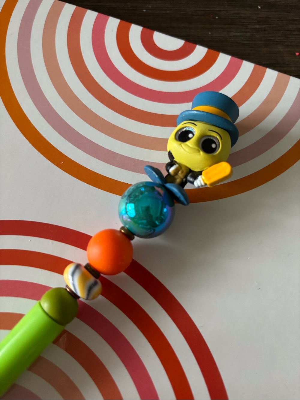 Disney Doorables: Pinocchio: Jiminy Cricket summer handmade beaded pen